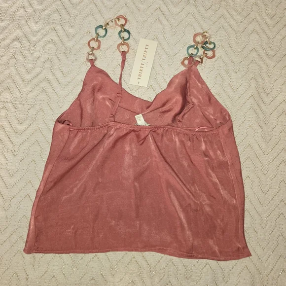 Elegant Chain Strap Satin Top - Picture 4 of 4